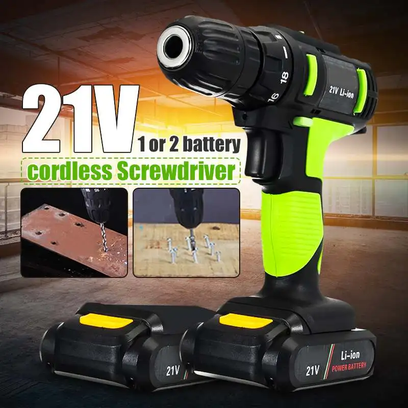 

21V Li-ion Electric Screwdriver Rechargeable Electric Charging Power Drill Two Speed 30-45Nm Hand Tools