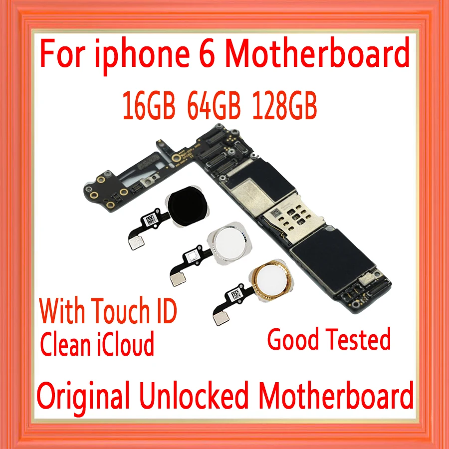 Для iphone 6 4,7 дюймов материнская плата 16 Гб/64 Гб/128 ГБ разблокированый для iphone 6 материнская плата с сенсорным ID лоджик борд