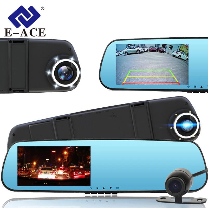 E ACE A23 4 3 дюймов FHD 1080 P Dash Cam Автомобильный видеорегистратор Камера зеркало заднего