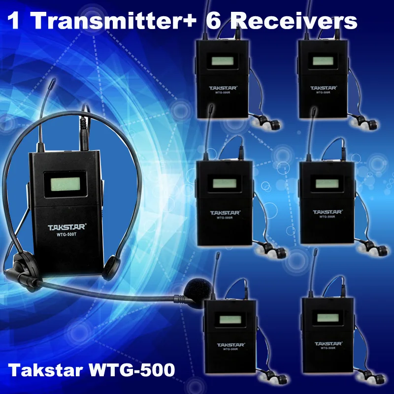 

Free Shipping!Takstar WTG-500 Wireless Acoustic Transmission System use for audio-visual education 1 Transmitter+6 Receivers