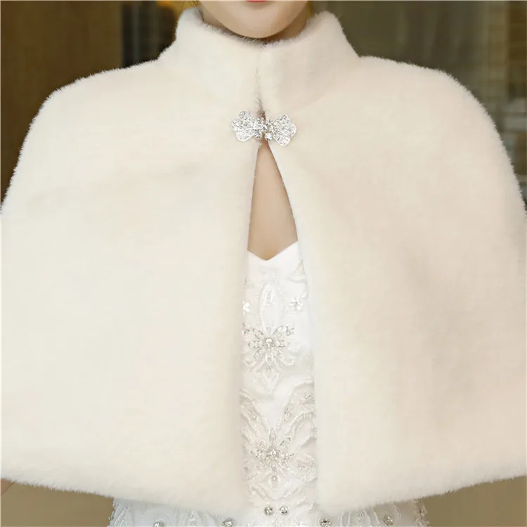 JaneVini/ меховые пальто для невесты с высоким воротом, Украшенные бусинами, женские болеро из искусственного меха, вечернее болеро, свадебное платье цвета слоновой кости, шарф-плед, шаль
