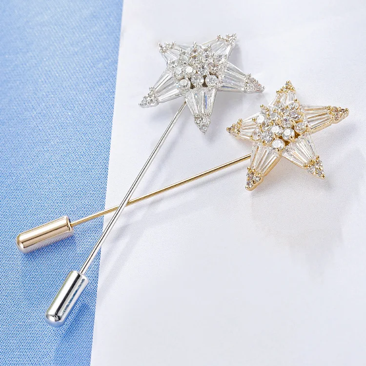 New Fashion Star Lapel Stick Pins Zircon Brooch for Women Brooches Pins