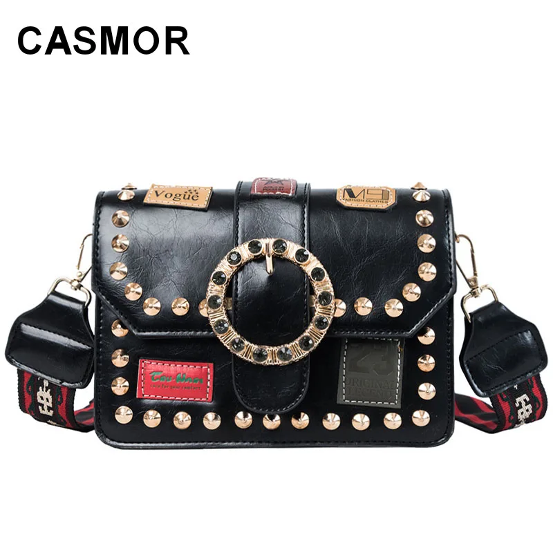 

CASMOR 2019 Punk Handbags Famous Brand Designer Rivet Messenger Bag for Female Luxury Small Women Crossbody Shoulder Bags