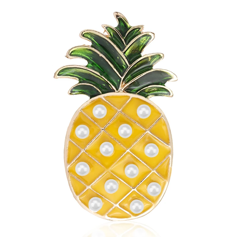 

Amorcome Enamel Pineapple Pearl Brooch For Women Jewelry Brooches Alloy Clothes Brooches pin Fashion Jewelry Accessories