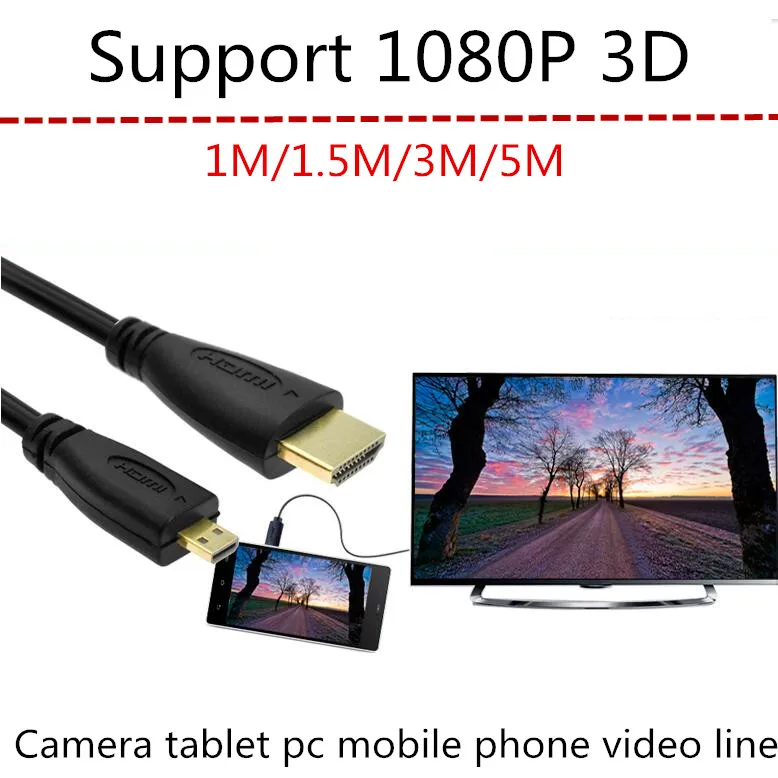 Para Nikon Coolpix P610 S33 Micro HDMI Cable 1m Lead HDTV TV Chapado en Oro