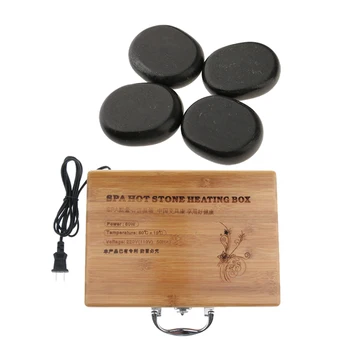 

Hot Stone Heater Warmer Heating Device with 4 Pcs Rock Massage Stones Set for Home Salon Spa Massage