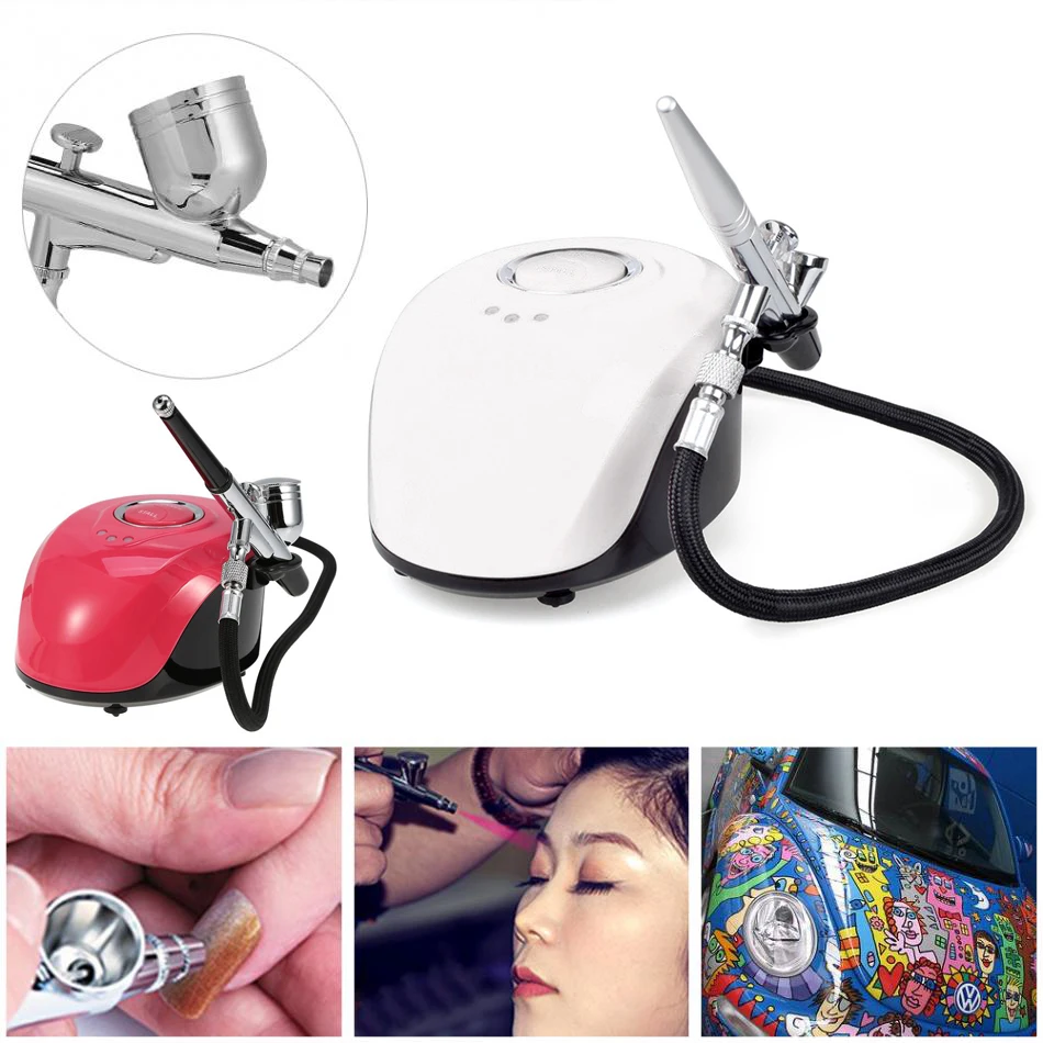 Профессиональный Аэрограф набор для макияжа с компрессором, воздушная щетка, набор для ногтей, краска для тела, инструменты для макияжа, спрей, электропитание для автомобиля, торт, игрушка