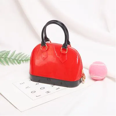 Повседневные женские милые силиконовые сумки, сумка-тоут, для девушек, в виде ракушки, Bolsas, известная Дамская Летняя Желейная сумка через плечо, пляжные сумки Bolsa - Цвет: Black Mix Red