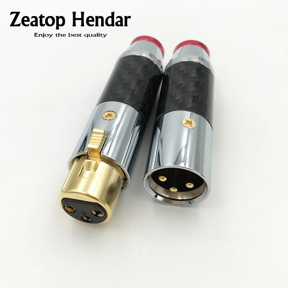 

1Set High Quality Carbon Fiber 3Pin XLR Male + Female Plug Balance Audio Connector HiFi Audio 3Pin M & F