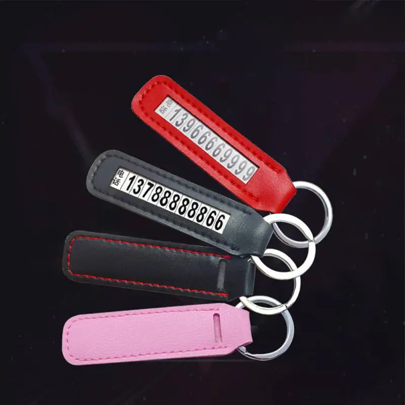 

2019 Durable Anti-lost License Plate Car Phone Number Card Keychain Key Ring Backpack Pendant Car Keyring