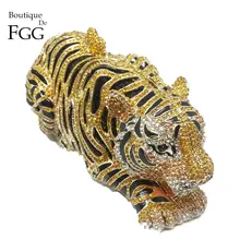 Boutique De FGG элегантный женский клатч с золотым тигром Minaudiere вечерние сумки с бриллиантами свадебная сумочка Сумочка для невесты вечерние сумки для ужина