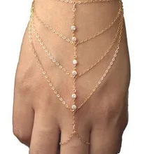 Золотой браслет, соединенный с кольцом на пальце и браслете Дамская Мода Очаровательная проводка Beamiras Mujer Bijoux браслет панк