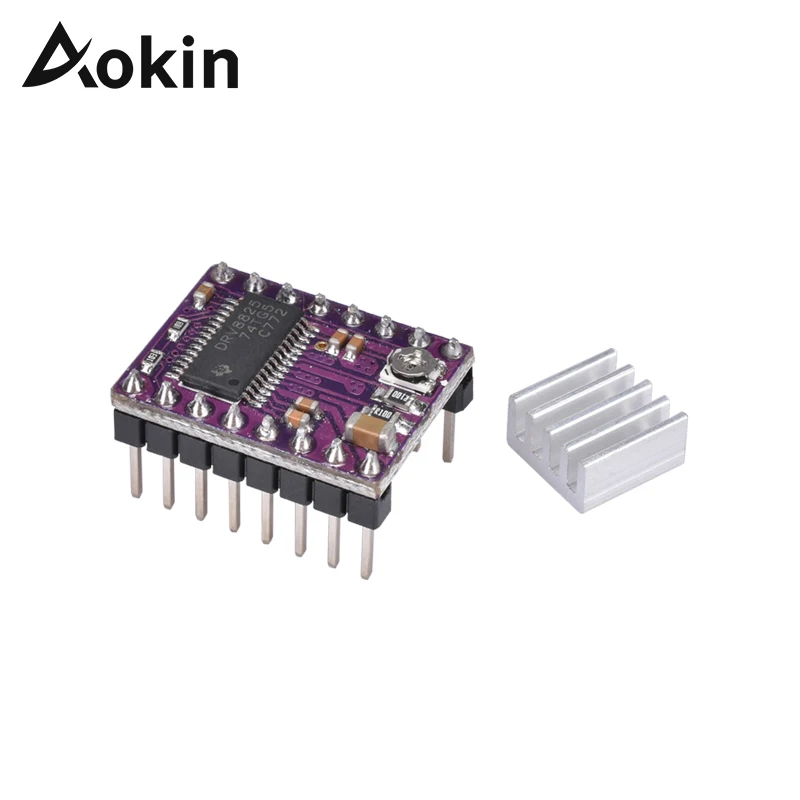 

Aokin 3D Printer Accessories StepStick DRV8825 Stepper Motor Driver With Heatsink 4 Layer PCB Purple Board Driver Board DRV8825