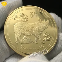 

Australia golden Pig commemorative coin 2019 New Year gift zodiac pig souvenir coins collectibles Christmas decorations for home