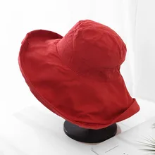 Хлопок сплошной цвет складной Панама для рыбака шляпа уличная дорожная шляпа шляпы от солнца для женщин 49