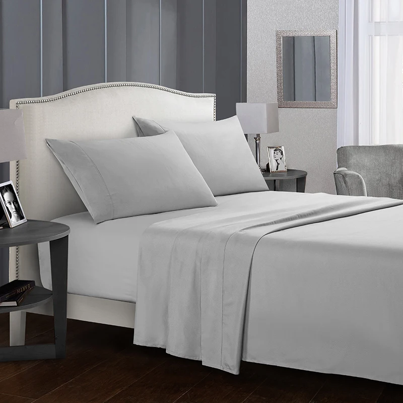 

Home Textile Bedding Scrub four-piece set European simple atmospheric pure color bed sheet large size skin soft breathable
