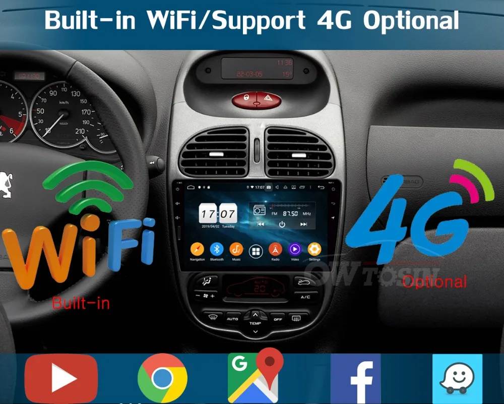 " ips Android 9,0 8 ядерный 4G+ 64G Автомобильный DVD Радио мультимедийный плеер gps для PG PEUGEOT 206 PG206 DSP CarPlay Parrot BT Adas стерео