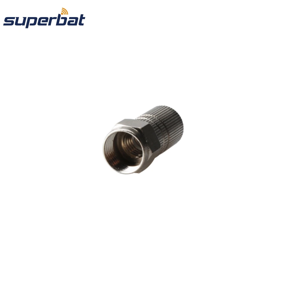 Superbat 10개 F 수컷 트위스트온 75옴 니켈 도금, PTFE 절연 RF 플러그 커넥터(RG6 케이블용)
