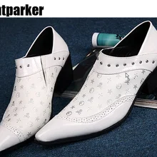 Ntparker/Коллекция года; мужские кожаные туфли высокого качества ручной работы; белые свадебные туфли на квадратном каблуке для мужчин; повседневная мужская кожаная обувь