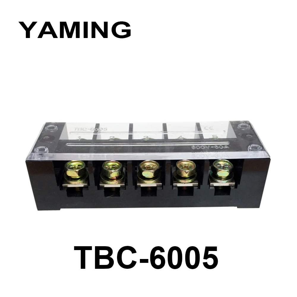 

TB-6005/TBC-605 60A/5P Inflaming Retarding Fixed Type Copper Connection Terminal Plate Row Wire Connector 2PCS