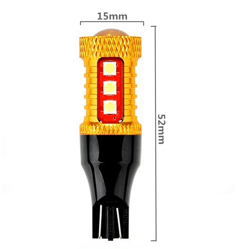 1 шт. T15 921 W16W WY16W 1000Lm 15 SMD 3030 светодиодный автомобильный дополнительный стоп-сигнал, задний автомобильный светильник, сигналы поворота, белый, красный, желтый