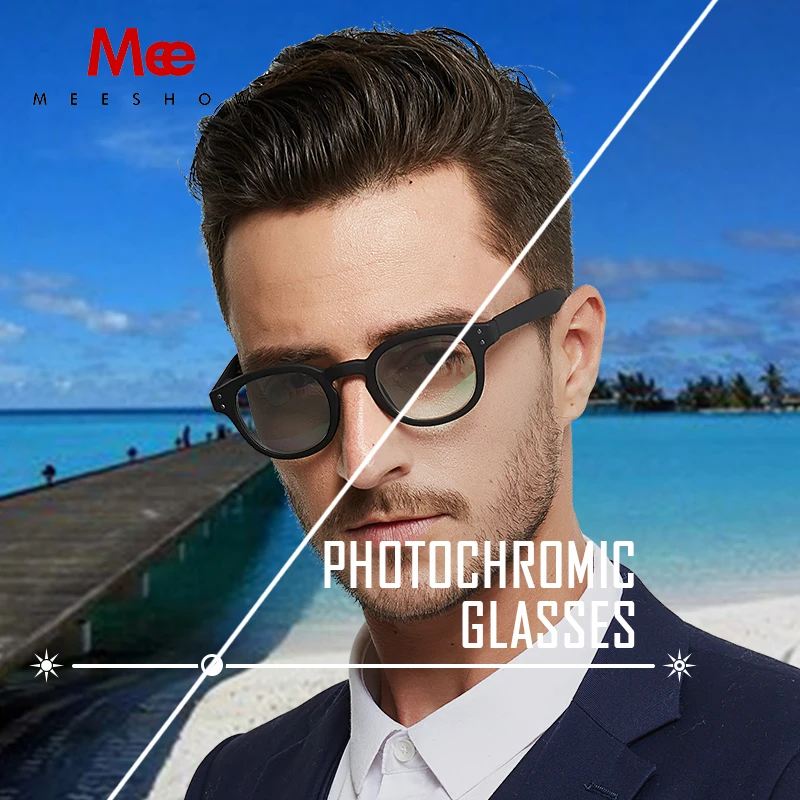 MEESHOW фотохромные очки для женщин и мужчин, солнцезащитные очки для близорукости, оптическая оправа, очки для чтения, круглые очки, ретро очки высокого качества