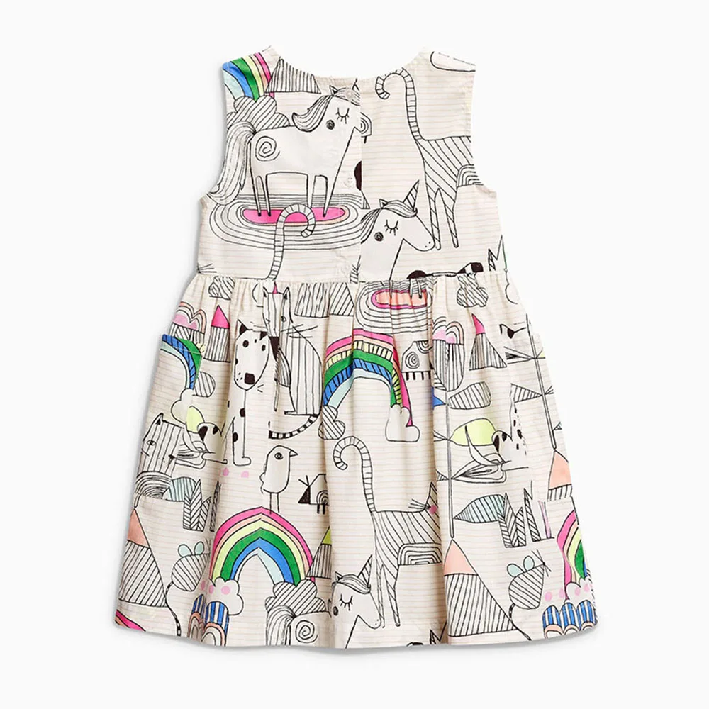 Girls Summer Dresses 2018 Girls Dress Rainbow Printed Kids Dresses For Girls Clothing Princess Costume Dress For Girls