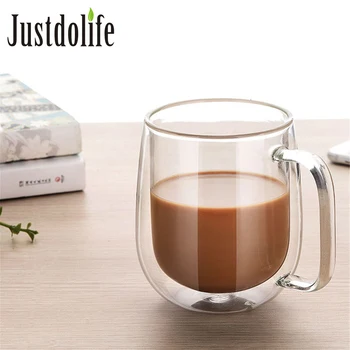 

350ml Coffee Cup Milk Mug High Quality Double Wall Transparent Round Insulated Glass Mug Coffee Tea Cup Drinkware Creative Gift