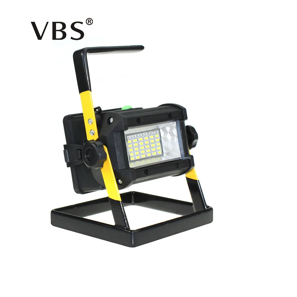 

LED Portable Spotlight Rechargeable Floodlight Movable Outdoor Camping Light 30LEDs +6 Red blue flash LEDs No 4*18650 Batteries
