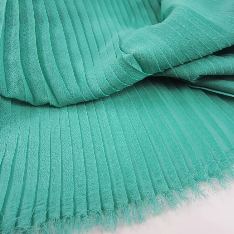 3 Meters 150CM 59" Wide green Ruffled Pleated Chiffon Fabric Solid
