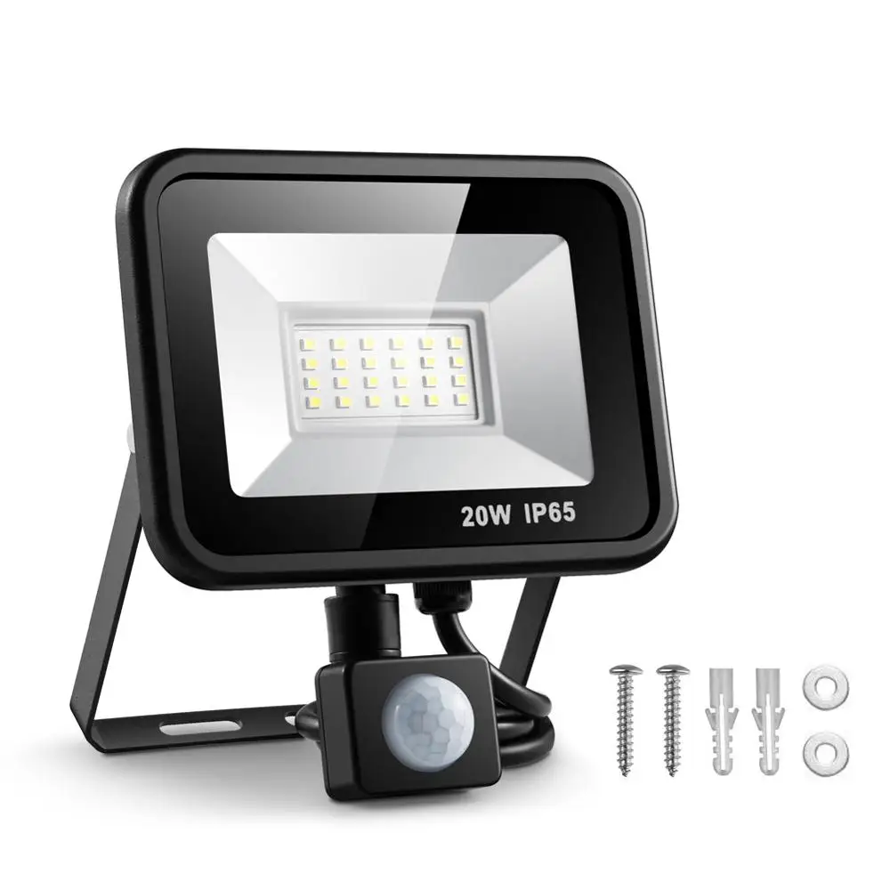 

Eslas Outdoor Floodlight 10W 20W Refletor LED Flood Light Searchlight With Pir Motion Sensor 220V Waterproof Wall Garage Light