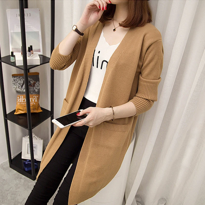 Women Autumn Open Stitch Cardigan 7 Colors Available Knitted High Quality Ladies Outwear Sweater Long Cardigans