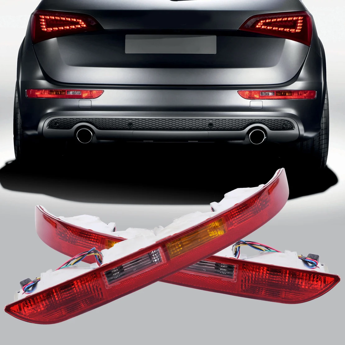 

CITALL Car Rear Left + Right Lower Bumper Taillight Lamp Reverse Fog Lamp Assembly 8R0945095 8R0945096 for Audi Q5 2009-15 2016