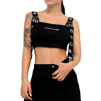 

Fashion Cropped Top Women Short Zipper Tank Tops Female Camisole Women Black Sexy Tops
