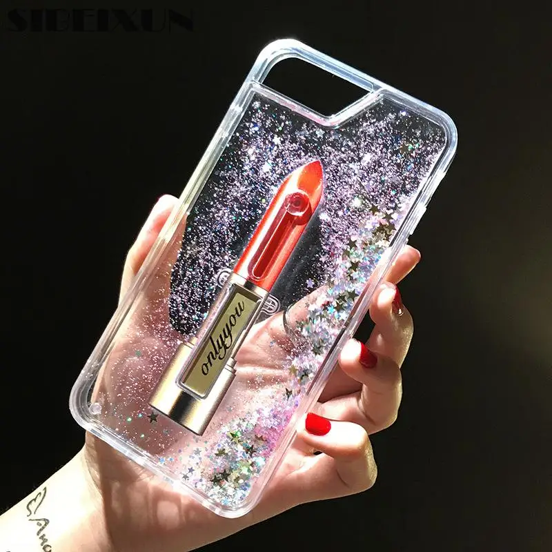 SIBEIXUN Clear Quciksand red lips cover case for iPhone 6 6s 7 8 Plus X XS | Мобильные телефоны и аксессуары