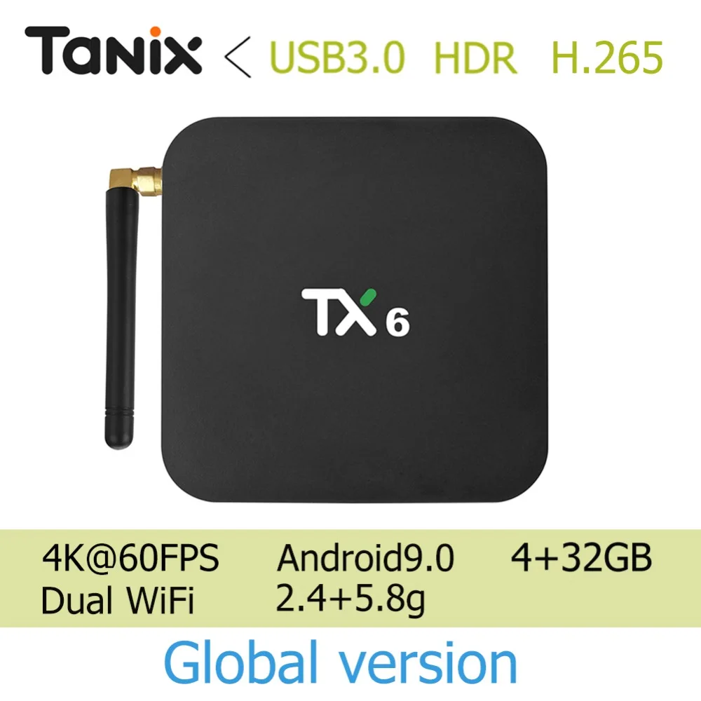 

TX6 Android 9.0 TV Box Allwinner H6 Quad Core 4G+32GB WIFI BT Set Top Box TX6 Media Player 4K IPTV Smart Box Set Top Box