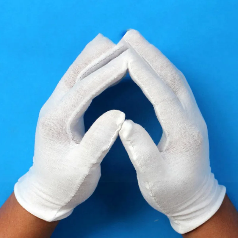 1 пара белые 100% хлопок церемониальные перчатки для мужчин и женщин обслуживание/официанты/водители/ювелирные перчатки домашний декор