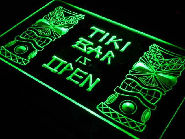 

i573 Tiki Bar is OPEN Mask Display NR LED Neon Light Sign On/Off Switch 20+ Colors 5 Sizes