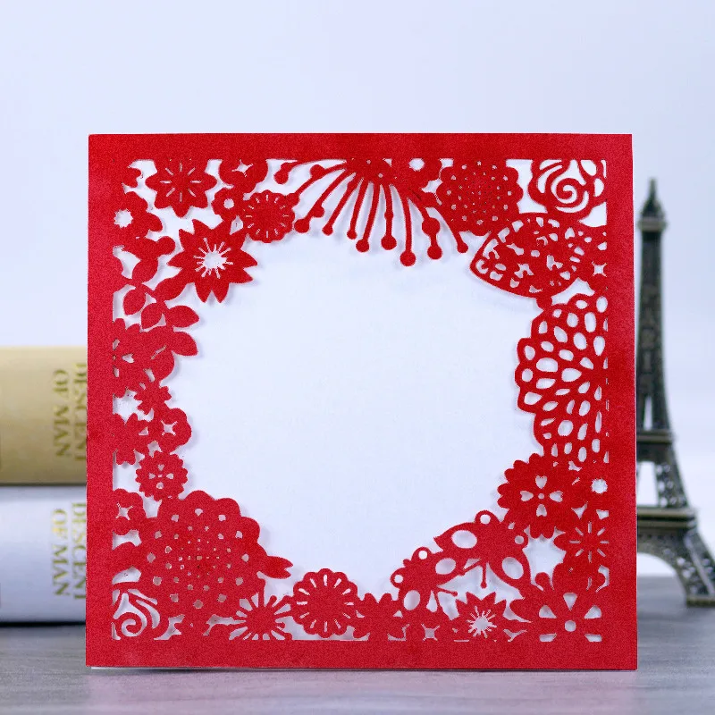  10PCS Elegant Wedding Invitations Cards Delicate Carved Invitation Cards postcard for Wedding Party - 32846332850