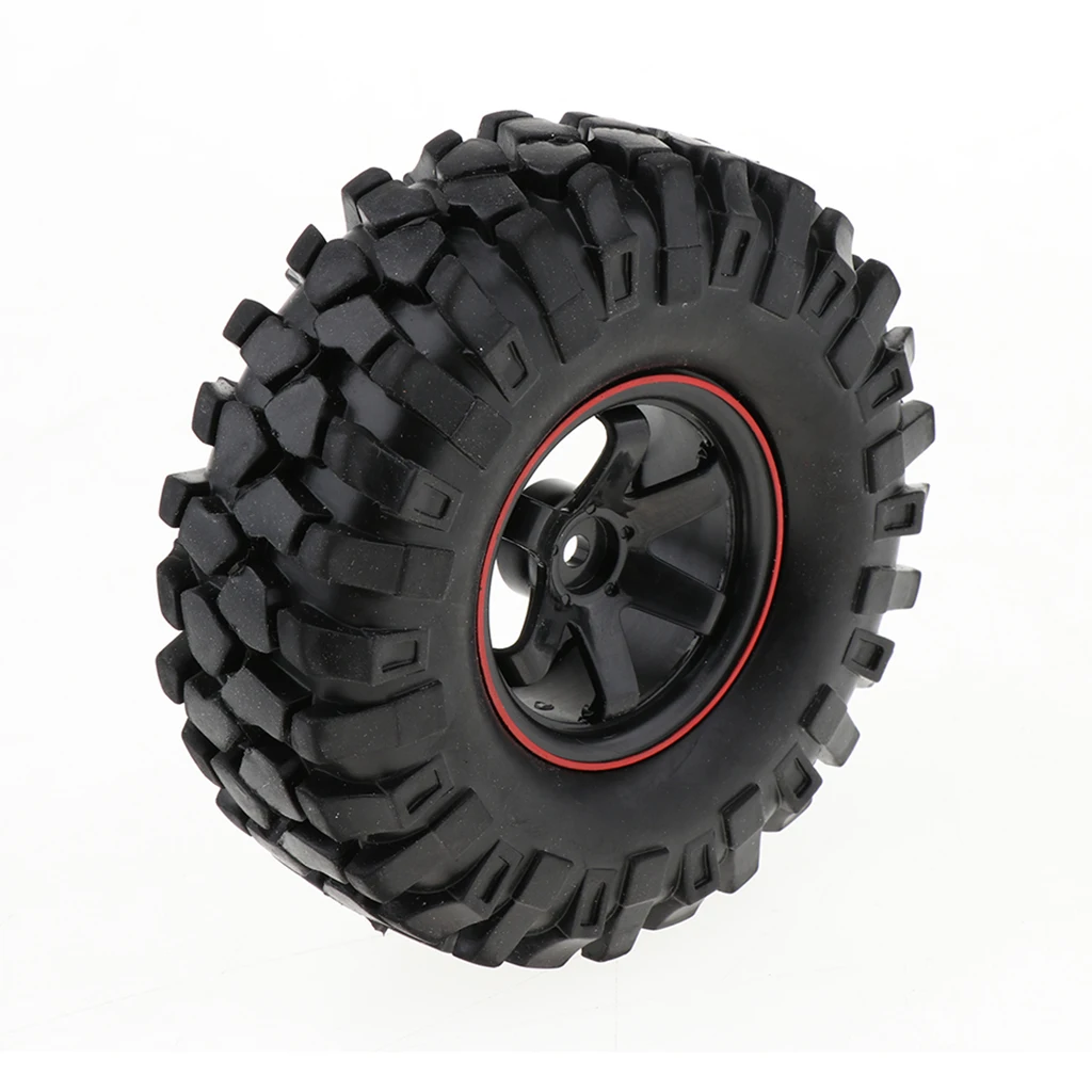 MagiDeal 1/10 Scale 108mm Dia Black Rubber Tire Tyres w/ Wheel Hex Rim Metal for Axial SCX10 D90 RC Crawlers Truck Parts