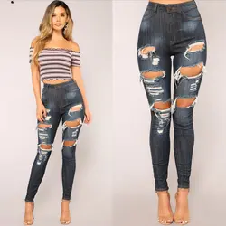 Джинсы женские отверстие джинсовые женские Облегающие штаны