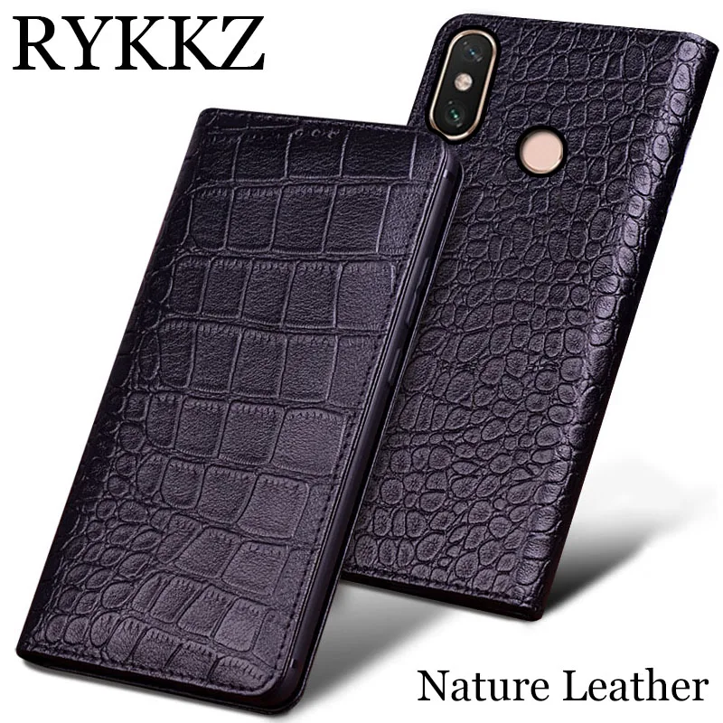 Чехол для телефона RYKKZ из натуральной кожи Xiaomi Mi A2 ультратонкий откидной ручной