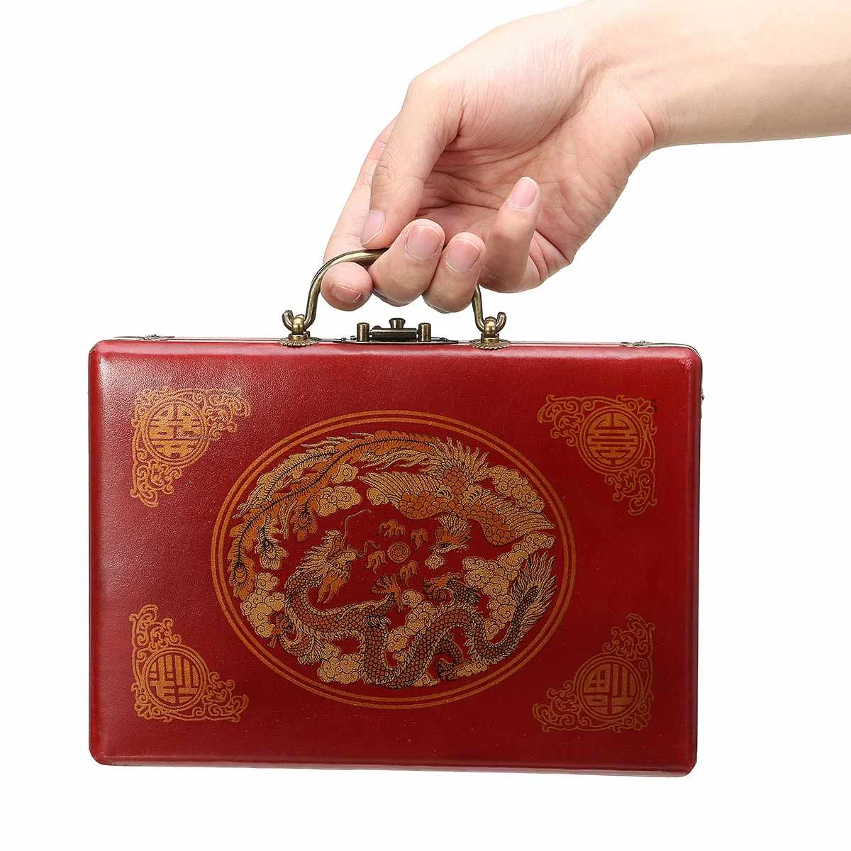 Высокое качество карточные игры 144 плитки Mah-Jong набор Многоцветный портативный винтажный маджонг редкая Китайская Игрушка с бамбуковой коробкой вечерние подарки