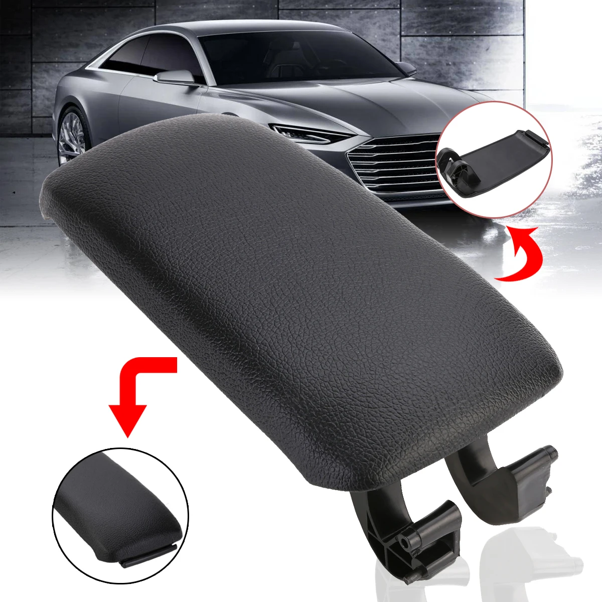 

Mayitr 1pc Black PU Leather Center Console Storage Box Car Pad High Quality Armrest Lid Cover Cap For Audi A3 8P 2003-2012