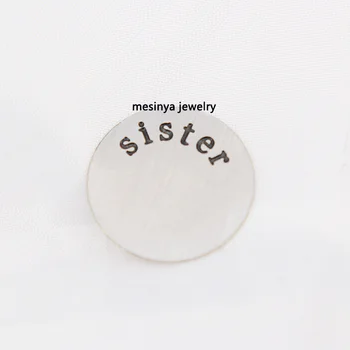 

Mesinya whole 20pcs 22.3mm large 316L surgical s.steel waterproof sister plate charm for floating glass locket pendant