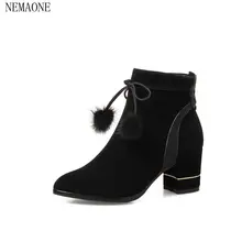 NEMAONE/; женские ботильоны; Модные женские ботильоны из искусственной кожи на высоком квадратном каблуке и платформе; сезон весна-осень