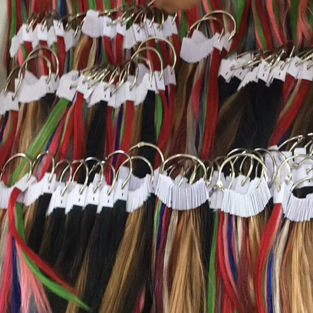 35 colors human hair color ring for all kinds of hair extensions color chart for tape, tip hair extensions