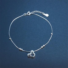 KOFSAC горячие новые глянцевые круглые бусины 925 пробы серебряные лодыжки цепи простой милый мультфильм подвеска с мышкой ножные браслеты для женщин девушки ювелирные изделия