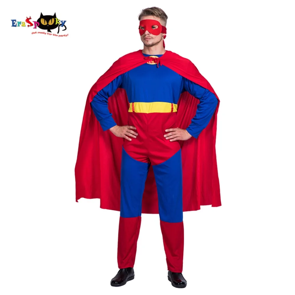Super Hero Costume Cosplay Men Superhero Adult Cloak Red Cape Costume