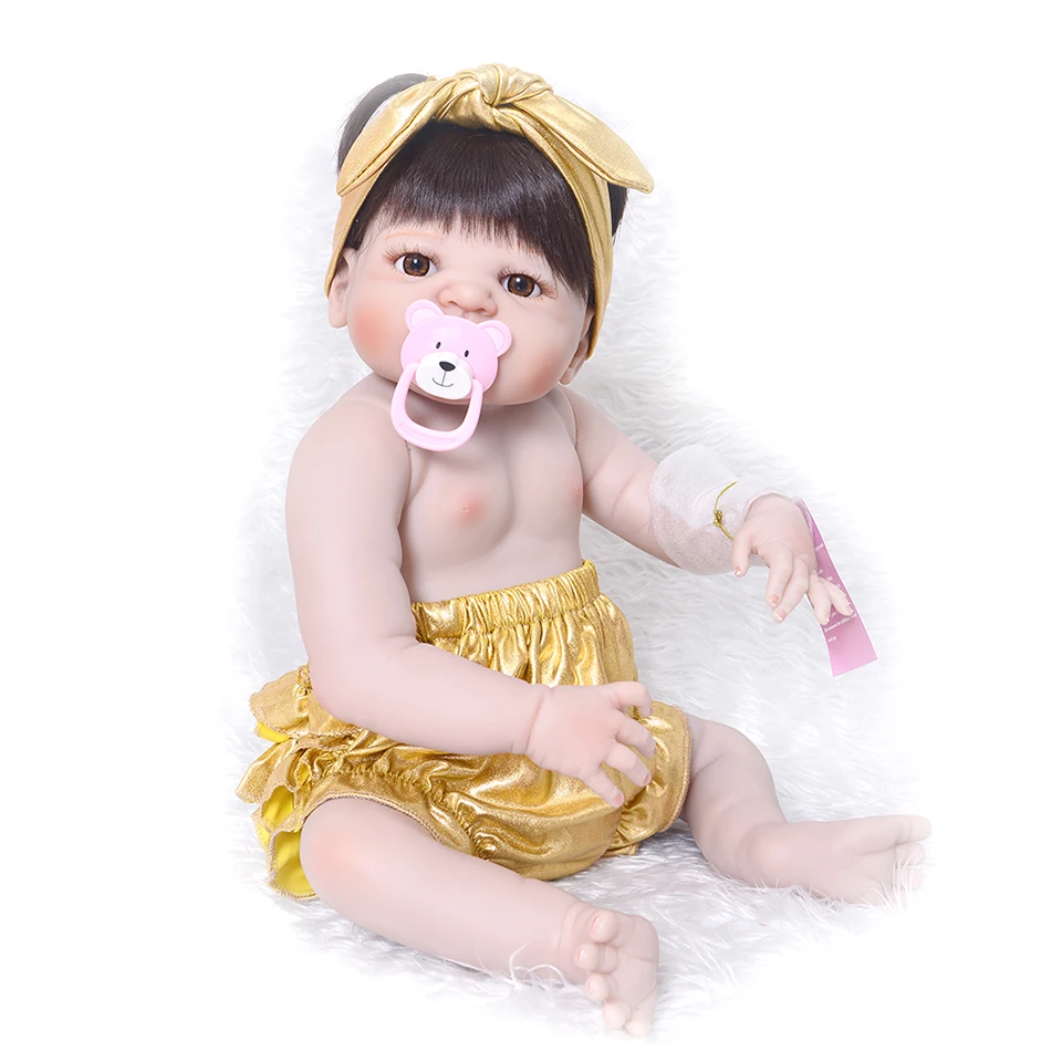 

New Arrival Reborn Baby Doll Waterproof 57 cm 23'' Realistic Babies Full Vinyl Dolls Girl or Boy Wear Gold Pants Kids Xmas Toys